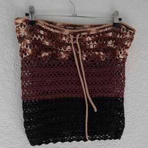 Handcrafted Crochet Skirt - Brown and Black